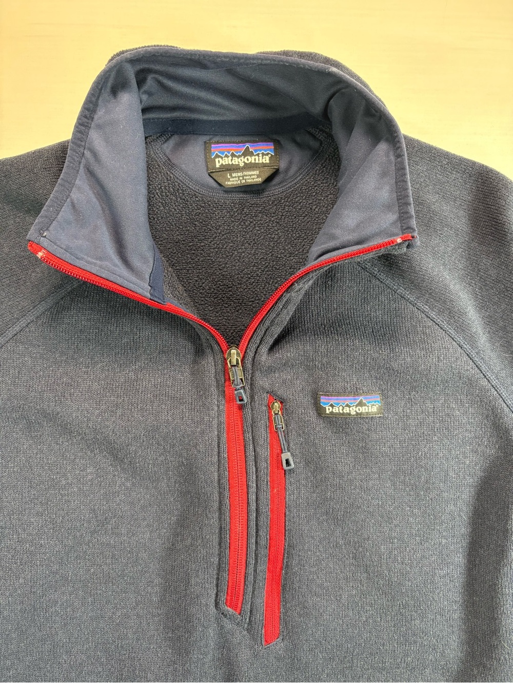 ia Mens Large Performance Better Sweater 1/4 Zip Fleece Pullover Blue Red